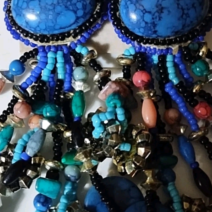 Turquoise Multicolor Beaded Drop Earrings